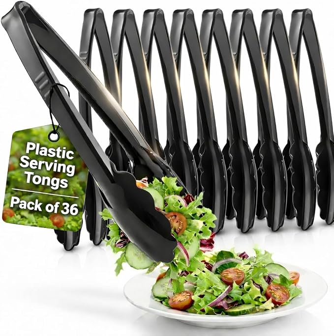 Plastic Tongs for Serving 9 Inch by JoyServe