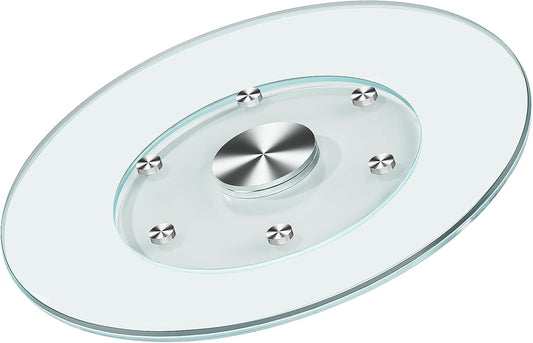35" Large Lazy Susan for Dining Table Kitchen Glass Turntable with Aluminum Alloy Bearing, Smooth Swivel