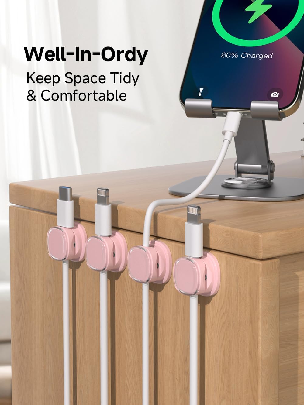 Magnetic Cable Clips, Adjustable Cord Holder Management, Adhesive Wire Keeper Organizer for Home Office Desk Phone PC Car Wall Desktop Nightstand Appliance (9-PCS Purple)