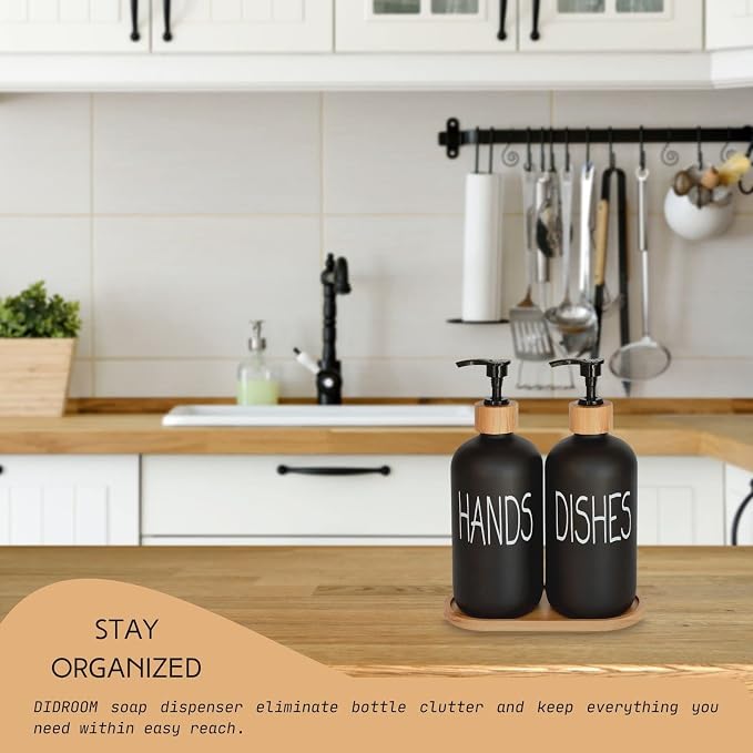 Glass Soap Dispenser Set. Hand and Dish - Image 3