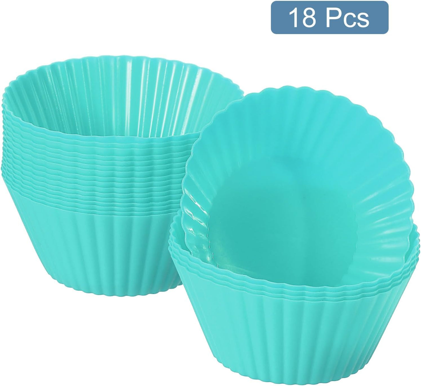 uxcell 18Pcs Silicone Cupcake Liners, Non-Stick Baking Cups, for Cooking Eggs, Baking Muffins and Make a Cake(Mint Green)