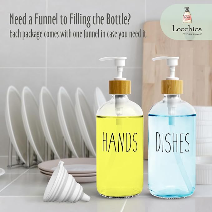 LOOCHICA 2 Pack Clear Glass Soap Dispenser - Image 8