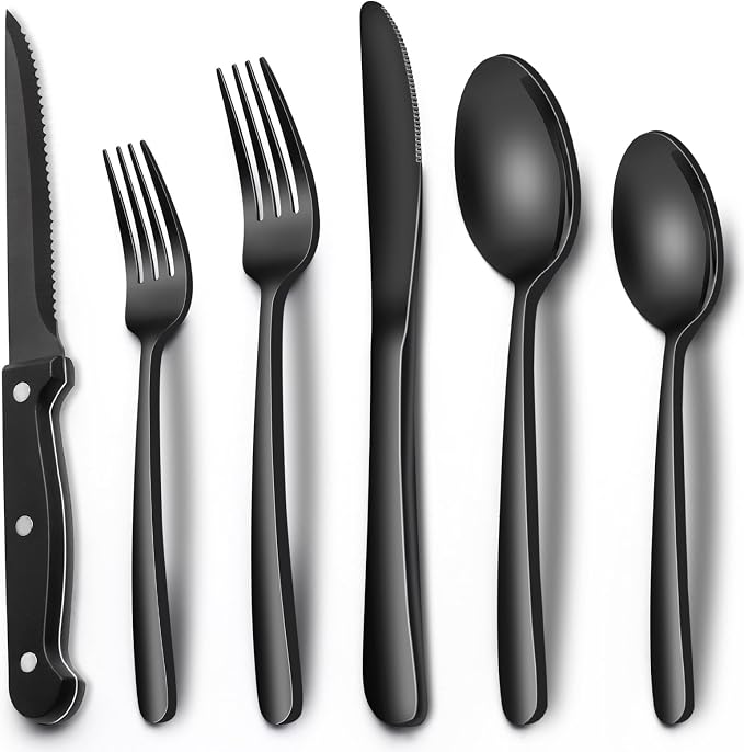 EWFEN 24-Piece Black Silverware Set by EWFEN