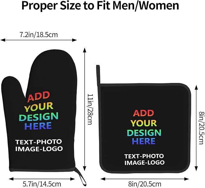 Custom Oven Mitts and Pot Holders Sets Personalized Customized Logo Text Image - Image 3