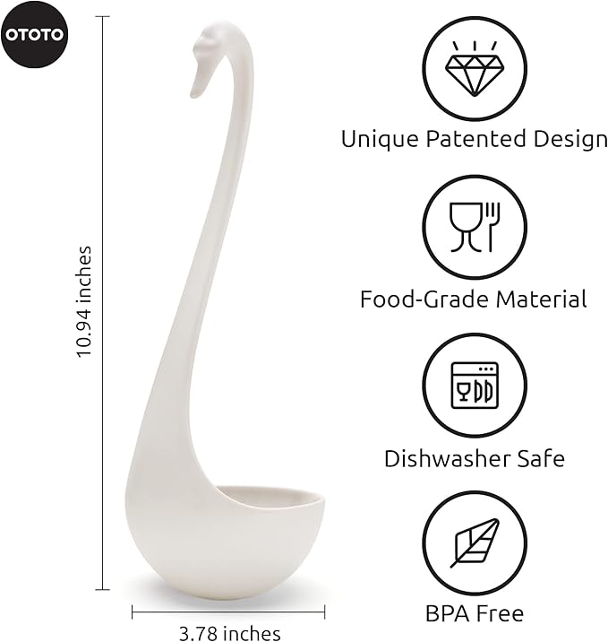 OTOTO Swanky Swan Soup Ladle- Silicone Soup Spoon, Heat Resistant Soup Ladles - Image 2