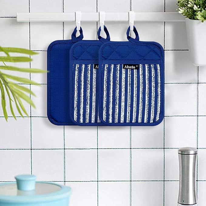 Alselo Silicone Pot Holders Set of 3 Heat Resistant & Non Slip Potholders - Image 6