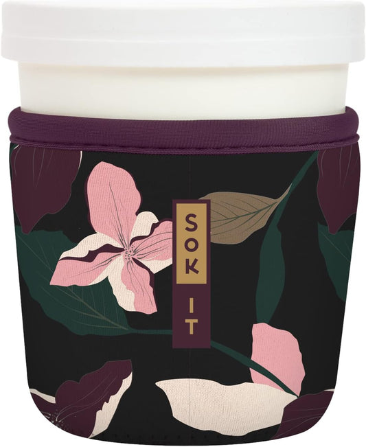 Sok It IceCreamSok Insulated Neoprene Cover (Modern Floral, Tapered Ice Cream Pints)