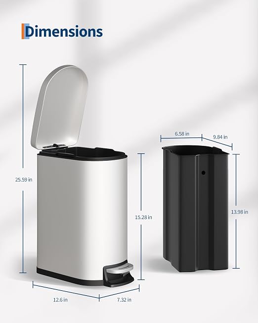 Garvee 13 gal and 2.6 gal Metal Trash Can Combo Set, Rustproof Garbage Can - Image 9