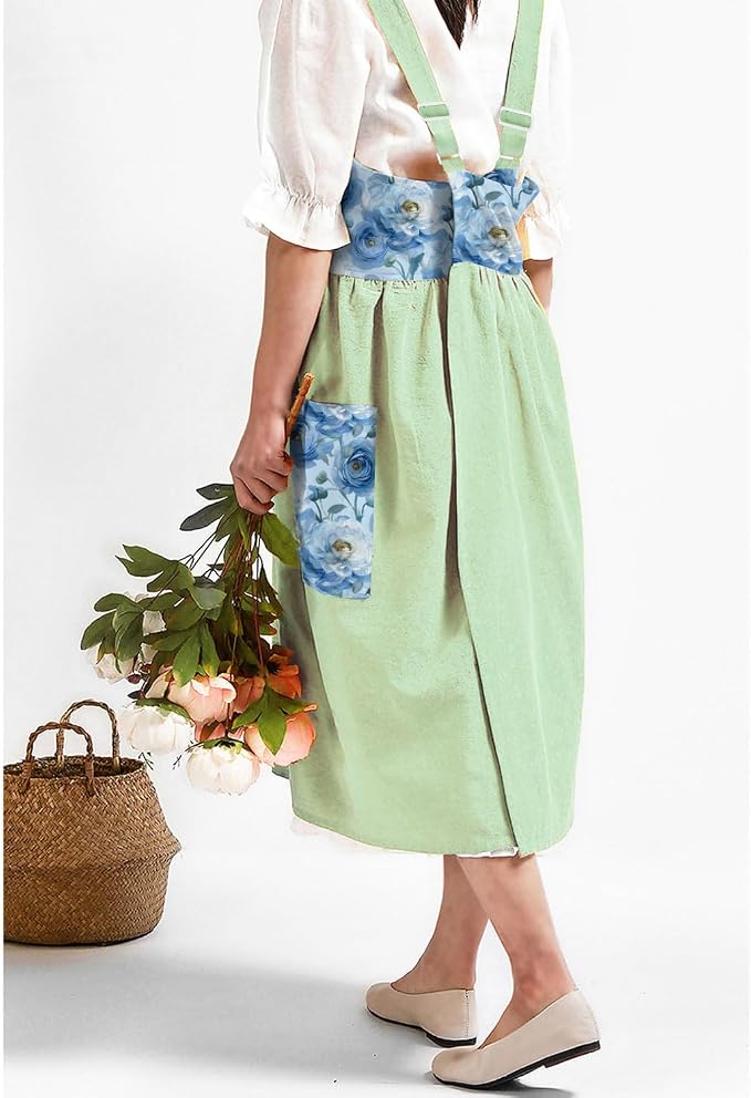 Uaussi Cotton Linen Apron Cross Back Work Apron - Image 3