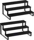 Giikin 3 Tier Spice Rack, Set of 2 Wooden Spice Rack for Countertop, Cabinet Organizer Shelf Kitchen Counter Storage Shelves Cupcake Stand Holder Display Stand, Black