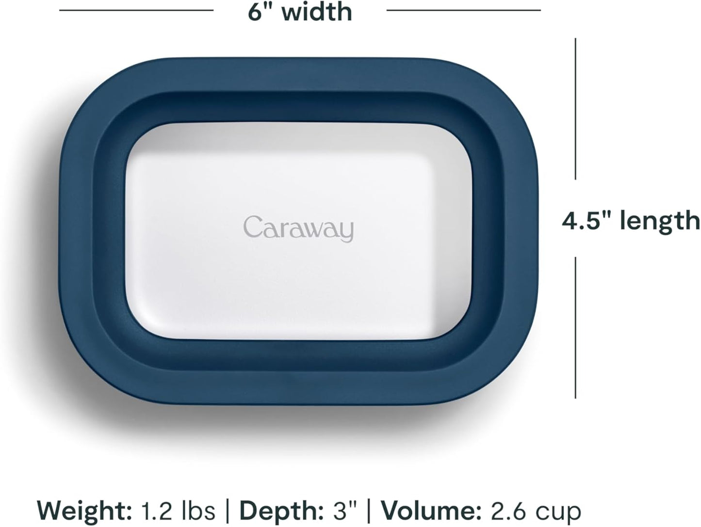 Caraway 2pc Glass Food Storage Set - 2.6 Cup Food Containers (2) - Non-Toxic Ceramic-Coated Glass - Air Release Technology - Compact & Stackable Design - Navy