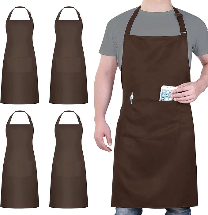4 Packs Chef Apron, Waterproof Apron, Adjustable Aprons by loteaf