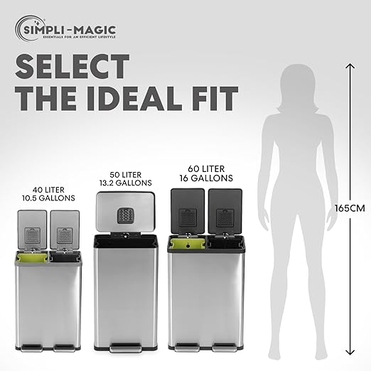 SIMPLI-MAGIC 50 Liter / 13.2 Gallon Soft-Close, Smudge Resistant Trash Can - Image 4
