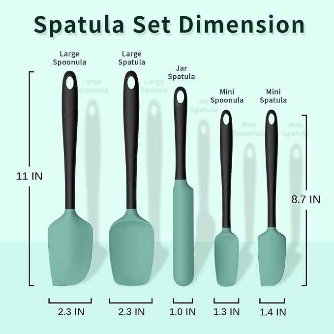 Coukre Silicone Spatula Set of 5, High Temperature Resistant, Food Grade - Image 2