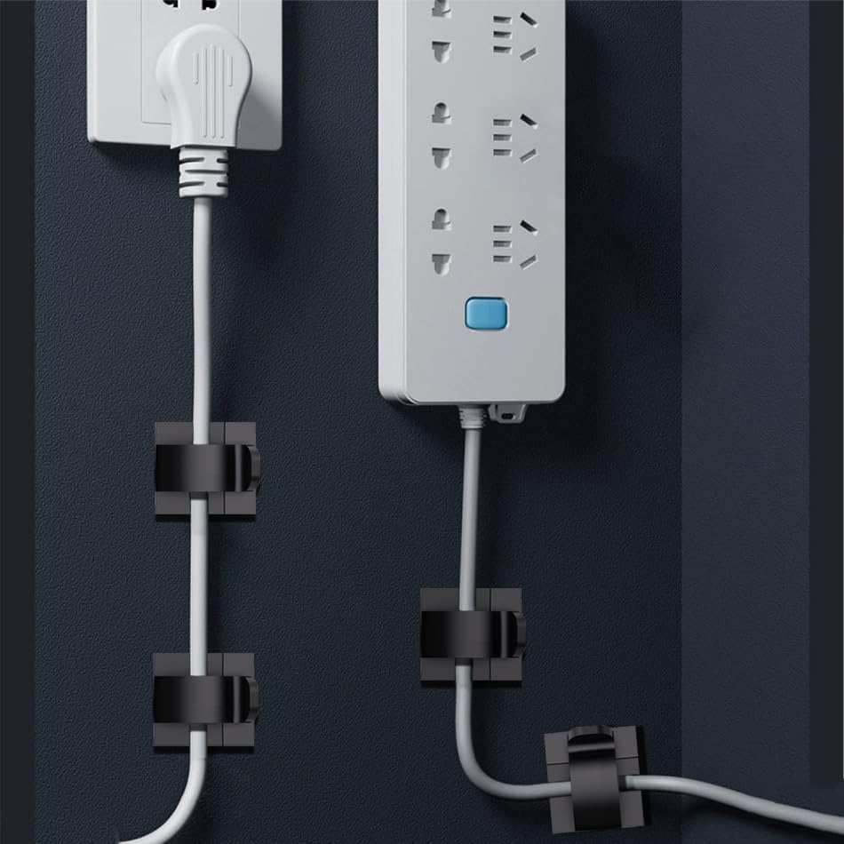 100 PCS White Adhesive Cable Clips Cord Organizer (Small, Medium,Large),Wire Holder for Cable Management, Outdoor Light Clips Light Hooks for LED String,Car Dash Cam, Extension Cord (White)