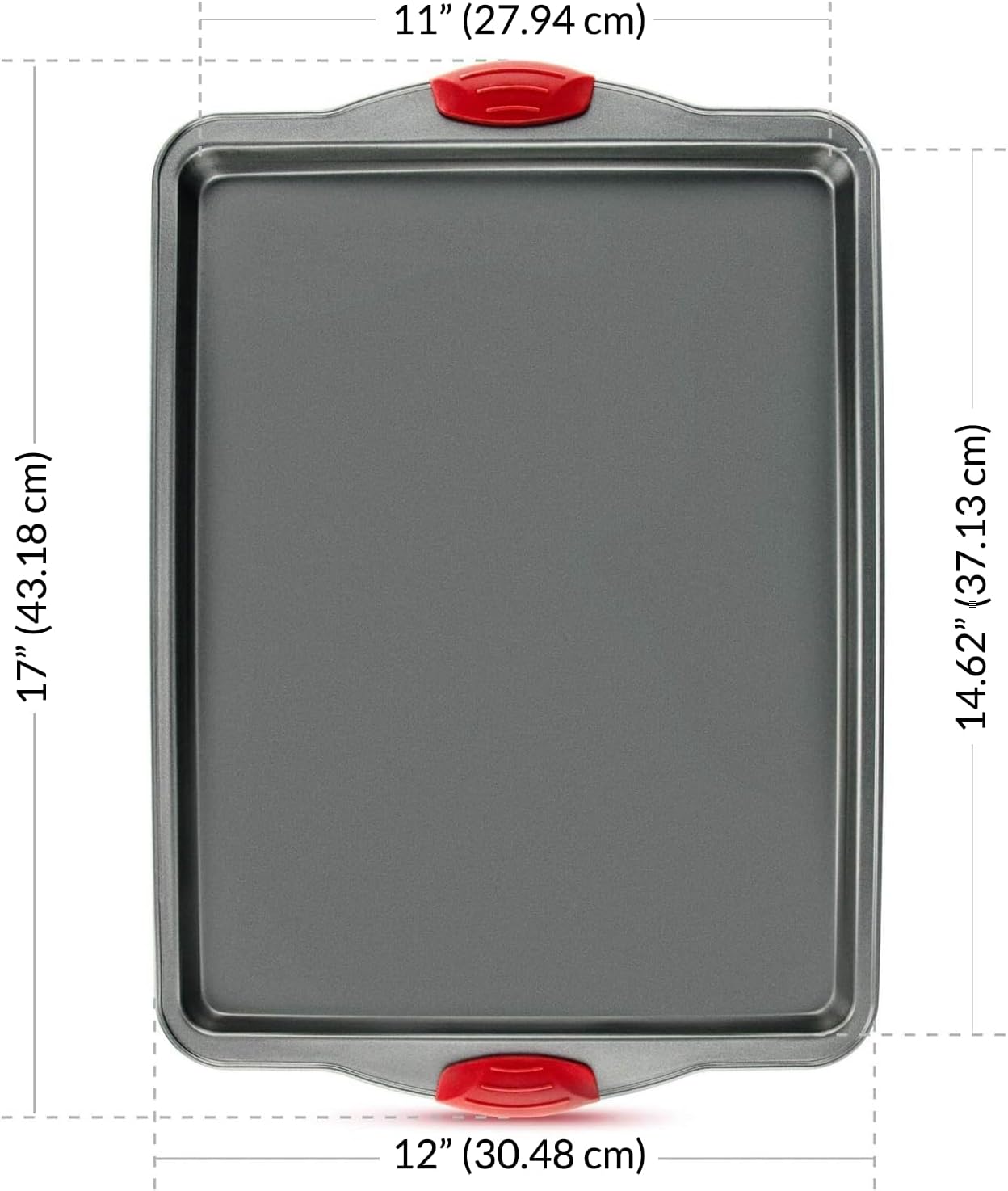 Boxiki Kitchen Non-Stick Baking & Cookie Sheet Pan Non-Toxic 11x14 Inch Rimmed Carbon Steel Baking Sheet. Dent, Warp and Rust Resistant. Heavy Gauge Steel Oven Baking Sheet. 1 Tray.