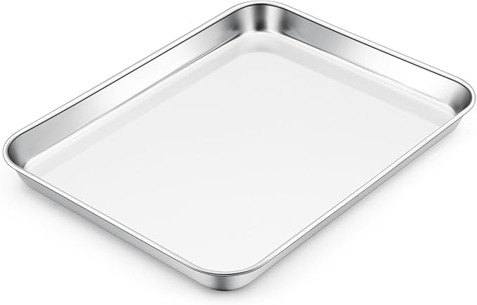E-far Toaster Oven Tray, 10.5”x8.3” Stainless Steel Small Baking Cookie Sheet by E-far