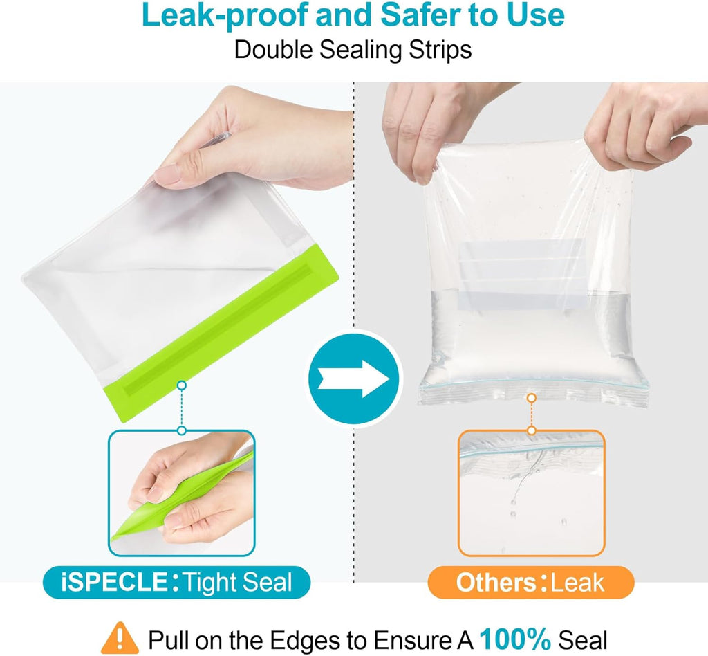 iSPECLE 10 Pack Freezer Bags - 3 Pack Gallon Bags 4 Pack Sandwich Bags 3 Pack Snack Bags BPA-Free Reusable Freezer Bags with Stand-Up Bottom and Label, Leakproof to Keep Frozen Food Fresh, Green