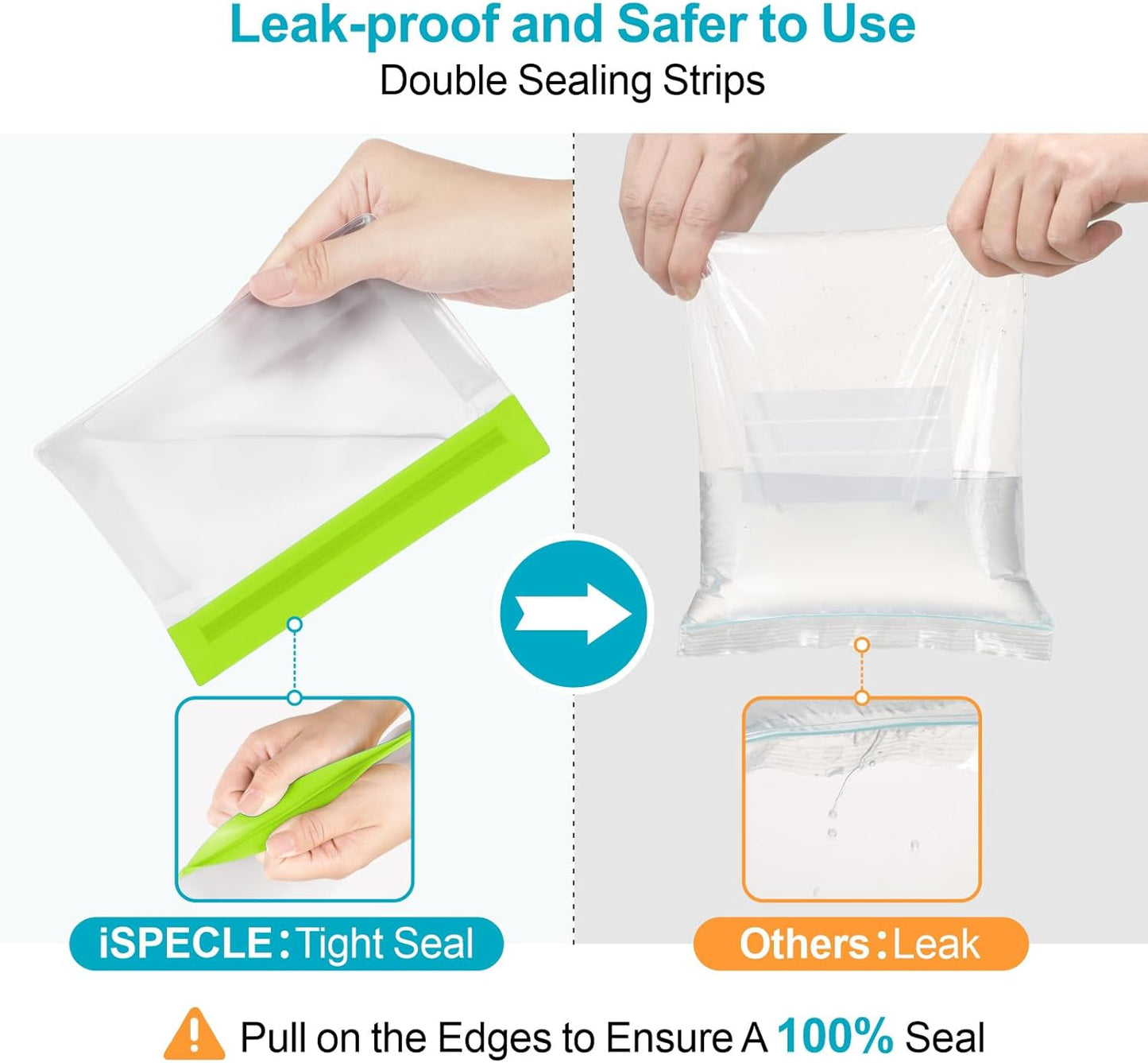 iSPECLE Reusable Sandwich Bags - 10 Pack Food Storage Bags BPA-Free with Stand-Up Bottom and Label, Easy to Get Frozen Meat, Vegetables, Fruit, Leakproof Freezer Bags Keep Food Fresh, Green