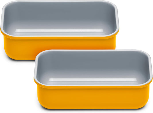 Caraway Non-Stick Ceramic 1 lb Loaf Pan Duo - Naturally Slick Ceramic Coating - Non-Toxic, PTFE & PFOA Free - Perfect for Pound Cakes, Breads, & More - Marigold