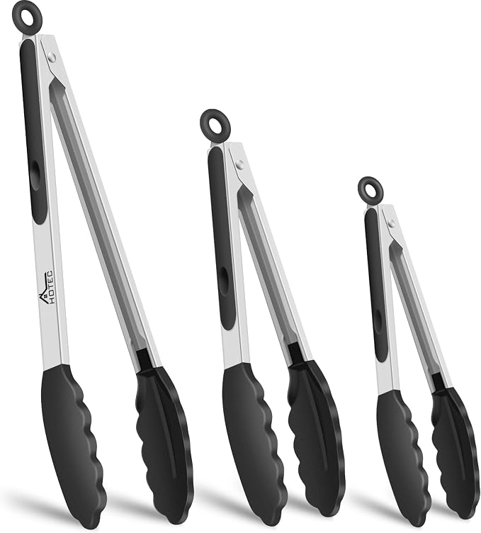 HOTEC Premium Stainless Steel Locking Kitchen Tongs by Hotec