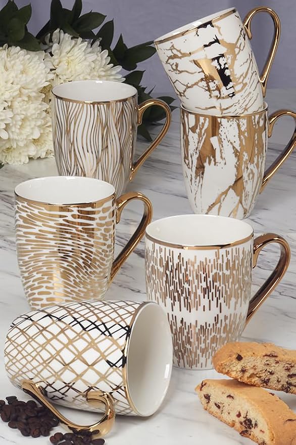 Matrix Gold Porcelain Coffee & Tea Mug Set – Premium Fine Porcelain - Image 3