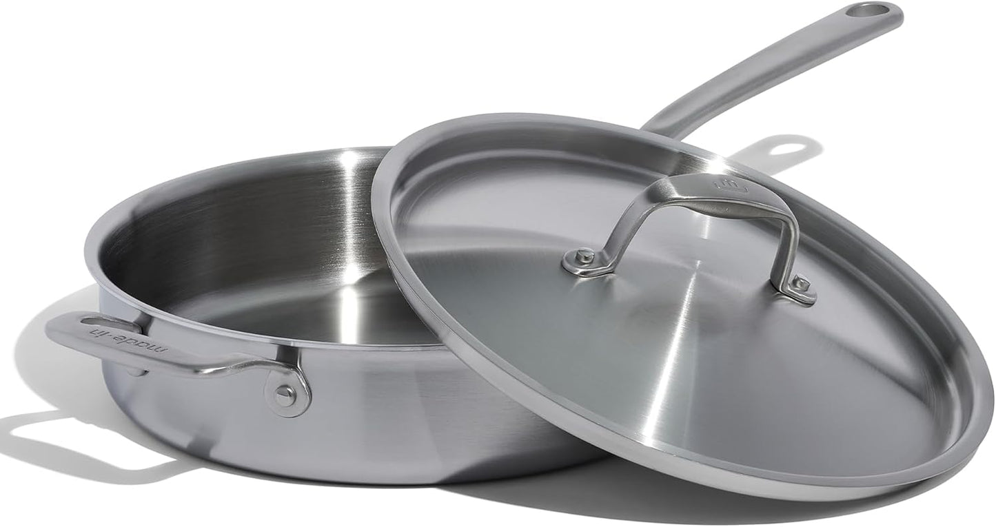 Made In Cookware - 3.5 Quart Stainless Steel Saute Pan - 5 Ply Stainless Clad - Professional Cookware - Induction Compatible - Crafted in Italy