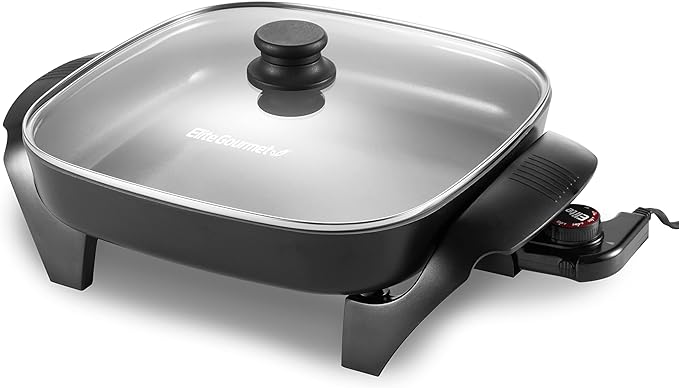 Elite Gourmet 12"x12"x2.15” Ceralast™ PFAS Free Ceramic Electric Skillet by EliteGourmet