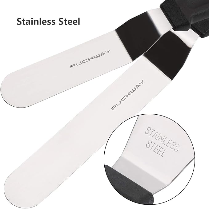 3 Metal Cake Offset Spatulas, 6 8 & 10 Inch Frosting Angled Icing Spatula - Image 2