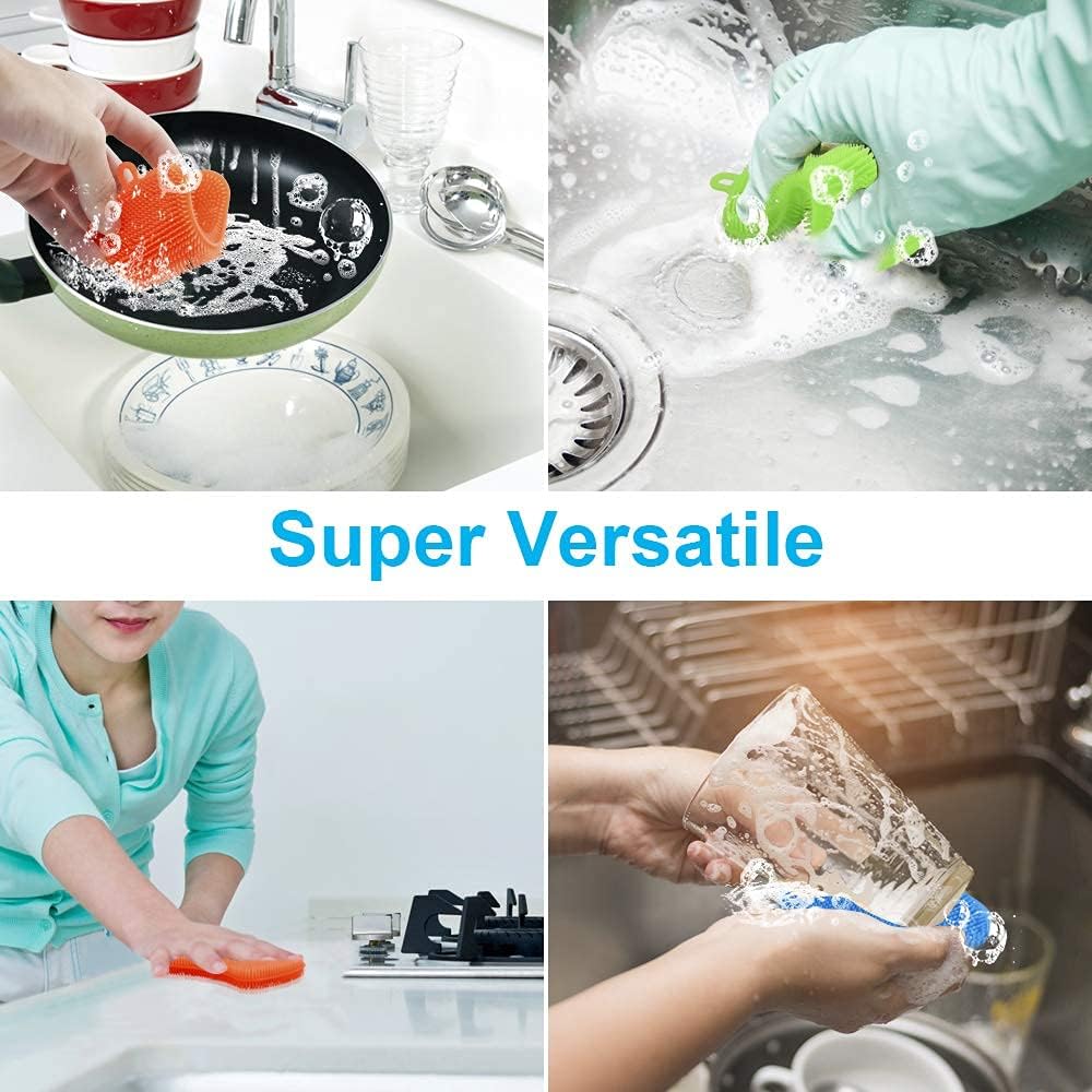 3PCS OstWony Silicone Dish Sponges, Super Food-Grade Silicone Sponges, Multi-Purpose and Efficient Sponge Kitchen Gadgets, Especial Delicate Kitchen Sponge Brush