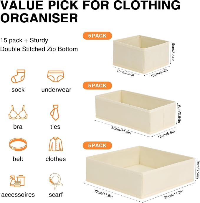 DIMJ Drawer Organizer Clothes 15 Pack - Image 5