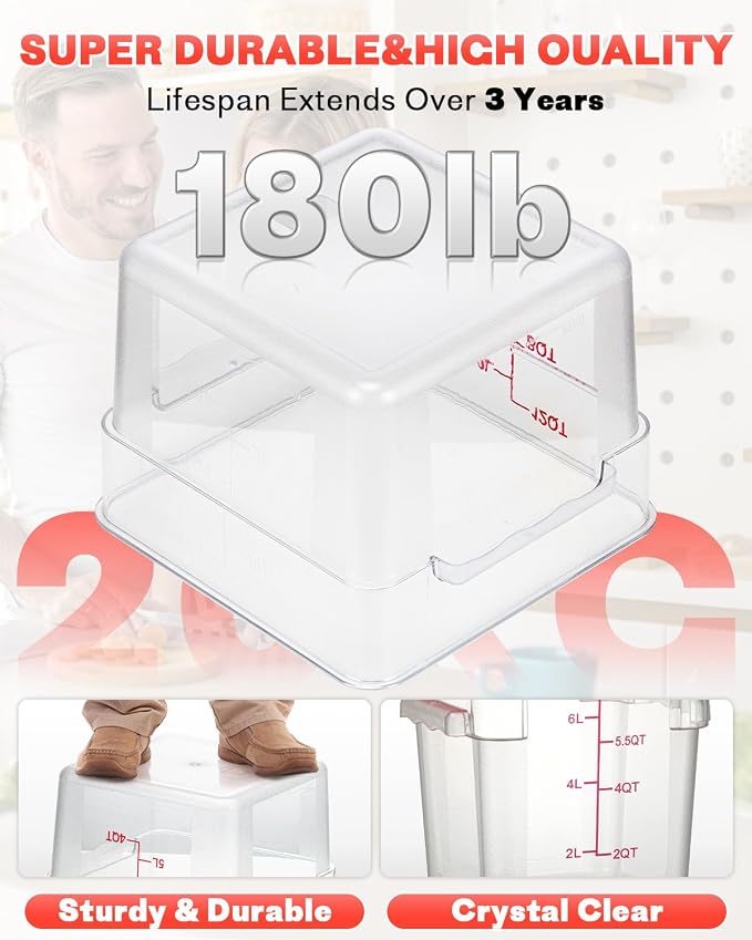 6QT Clear Food Storage Containers: 8 PCS NSF Food Storage Containers - Image 6
