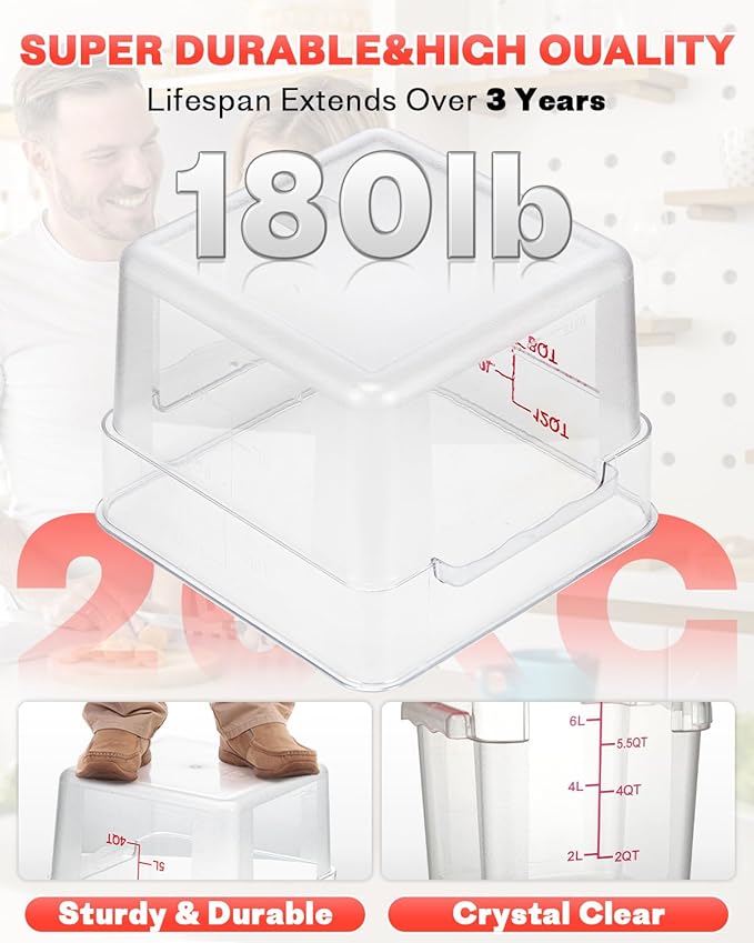 6QT Clear Food Storage Containers: 8 PCS NSF Food Storage Containers - Image 6