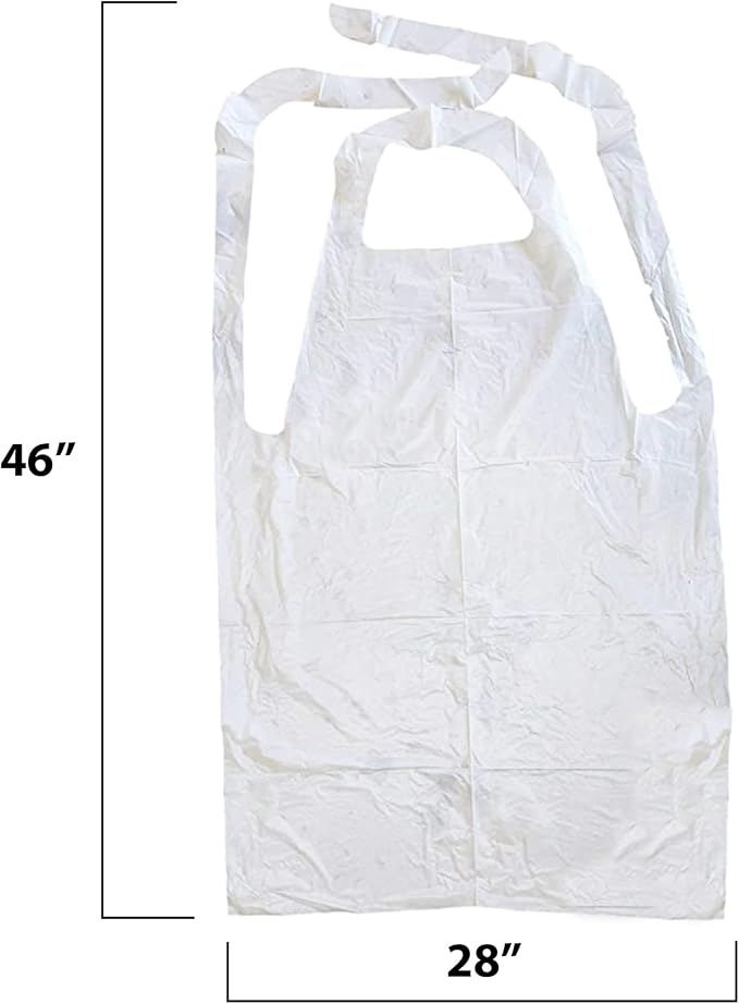 MT Products 2 Mil White Disposable Poly Aprons 46"x28" - Image 2