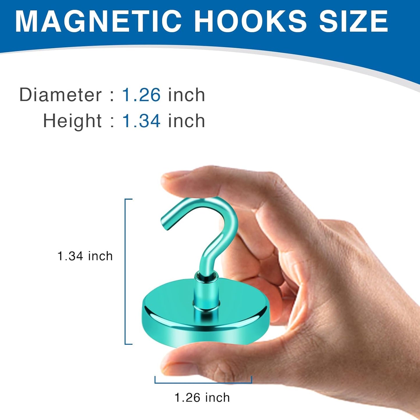 LOVIMAG Magnetic Hooks, 110lbs Capacity, Green Cruise Magnets, Key Holder, Strong Hanging Hooks - Fridge, Grill - 12 Pack