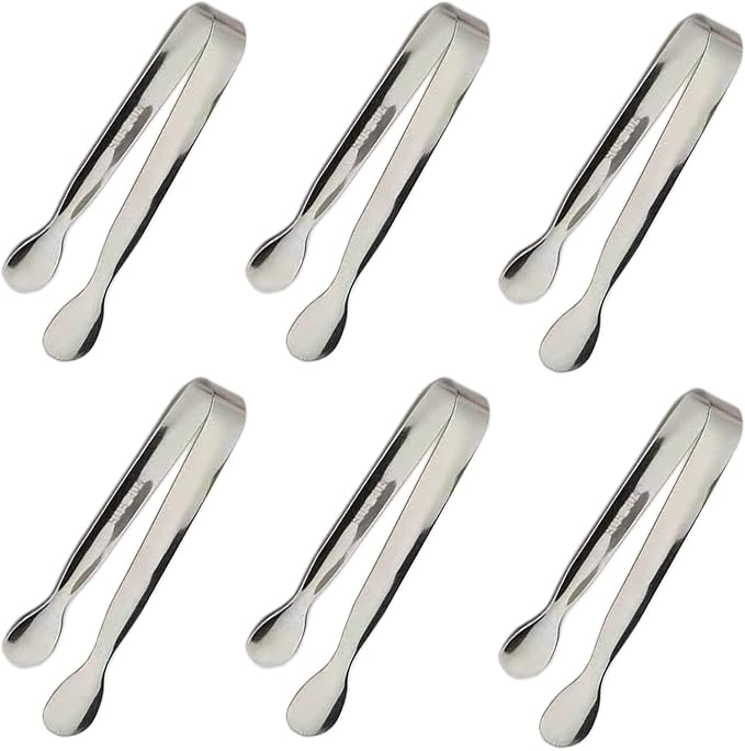 6PCS Ice Tongs Mini Sugar Tongs 4.25Inch Stainless Steel Kitchen Utensils Set by Sunenlyst