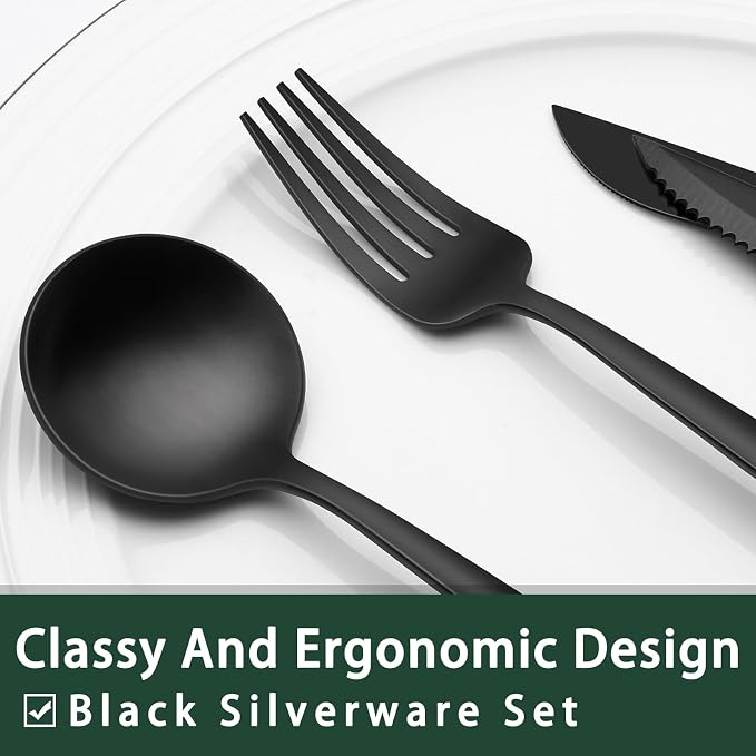 EWFEN 24-Piece Black Silverware Set - Image 3