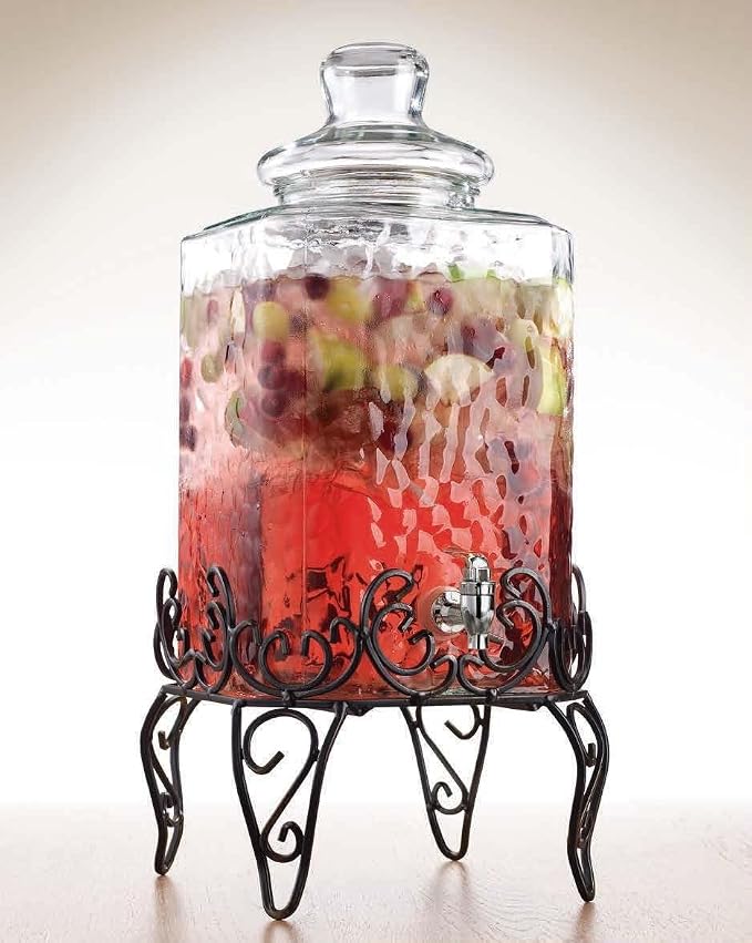 MosJos 2.5 Gallon Classic Hammered Glass Beverage Dispenser - Image 6