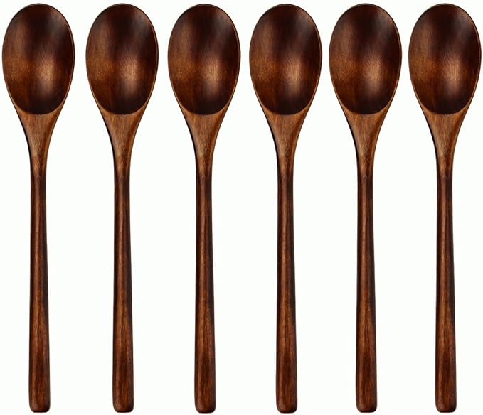 AOOSY Spoons, Wooden Spoons for Eating, 6 Pieces Japanese Natural Soup Spoons by AOOSY