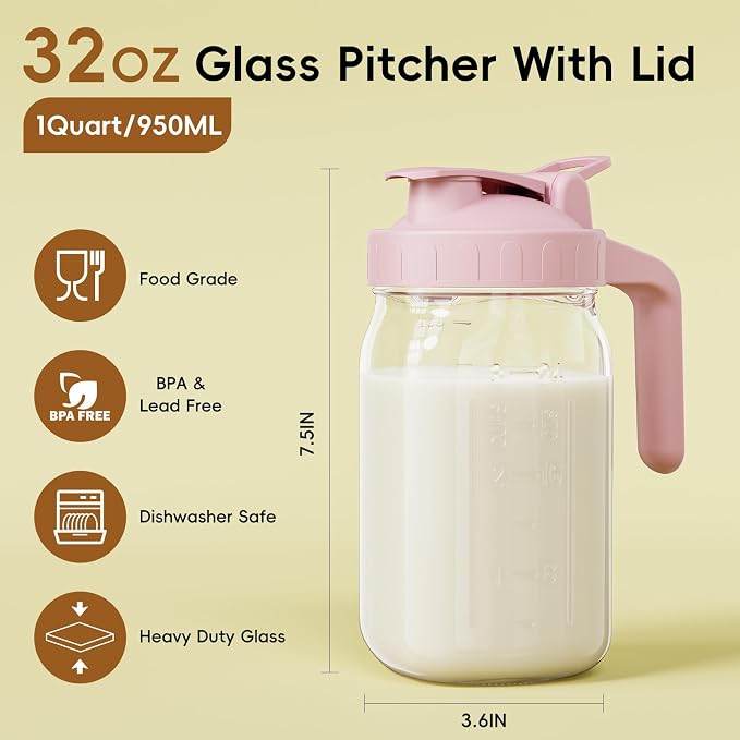 Breast Milk Pitcher - 32 oz Glass Mason Jar - Image 2