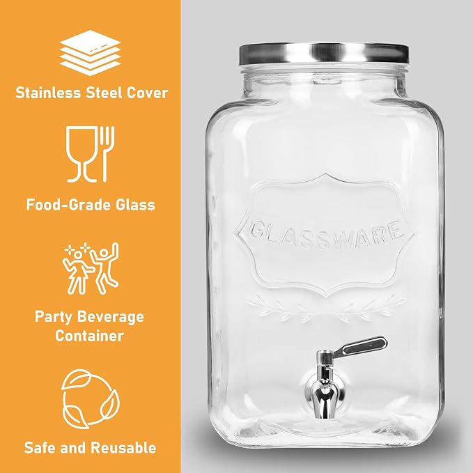 Moretoes 2 Gallon Glass Drinks Dispenser - Image 3