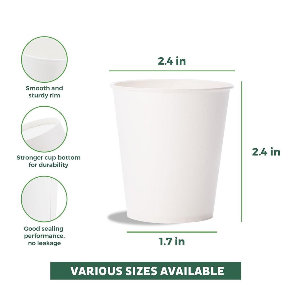 Freshware Coffee Cups 4 oz [100 Pack] Disposable Paper Cups for Mouthwash Cups, Hot Paper Coffee Cup, Ideal for Bathroom Cup