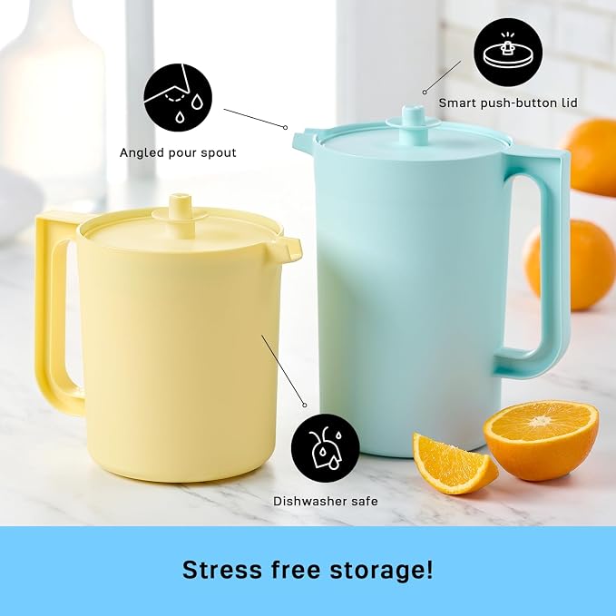 Tupperware Heritage Pitcher Set in Vintage Blue and Yellow Colors, Dishwasher - Image 4