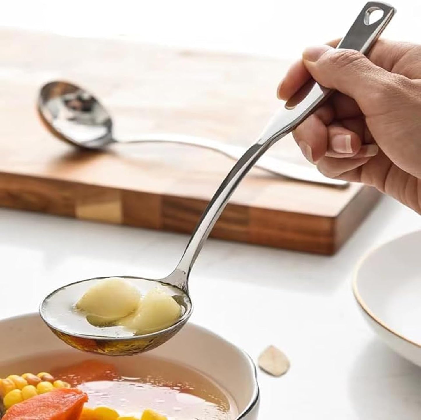 Small Ladle Gravy Ladle 304 Stainless Steel Sauce Soup Spoon for Gravies and Sauces or Salad Dressing, Silver (2 Pieces)