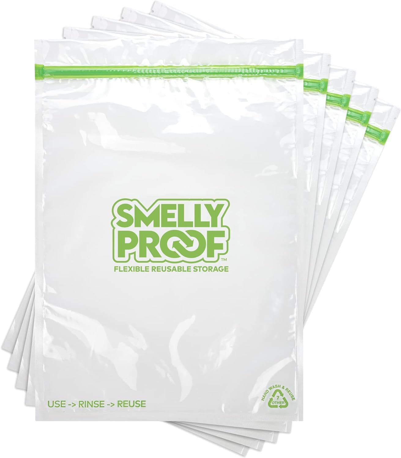 Smelly Proof 50pk Reusable Freezer Bags - Made in USA, Dishwasher-Safe, BPA FREE, NO PEVA, XXL 2-Gallon, Clear FLAT 12" x 16"