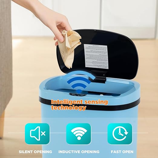 PayLessHere | 13 Gallon Plastic Trash Can | Blue | Automatic Touchless Lid - Image 3