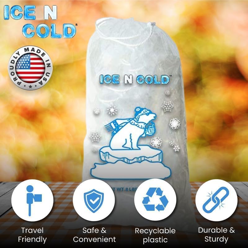 Ice Bags with Drawstring Closure | 10lb, 200ct/cs | 41 mic Thickness | Portable Storage and Freezer Keeper