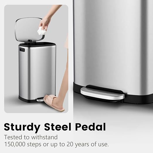 ELPHECO Kitchen Trash Can with Lid Soft Close, 13 Gallon / 50L Stainless Steel - Image 5