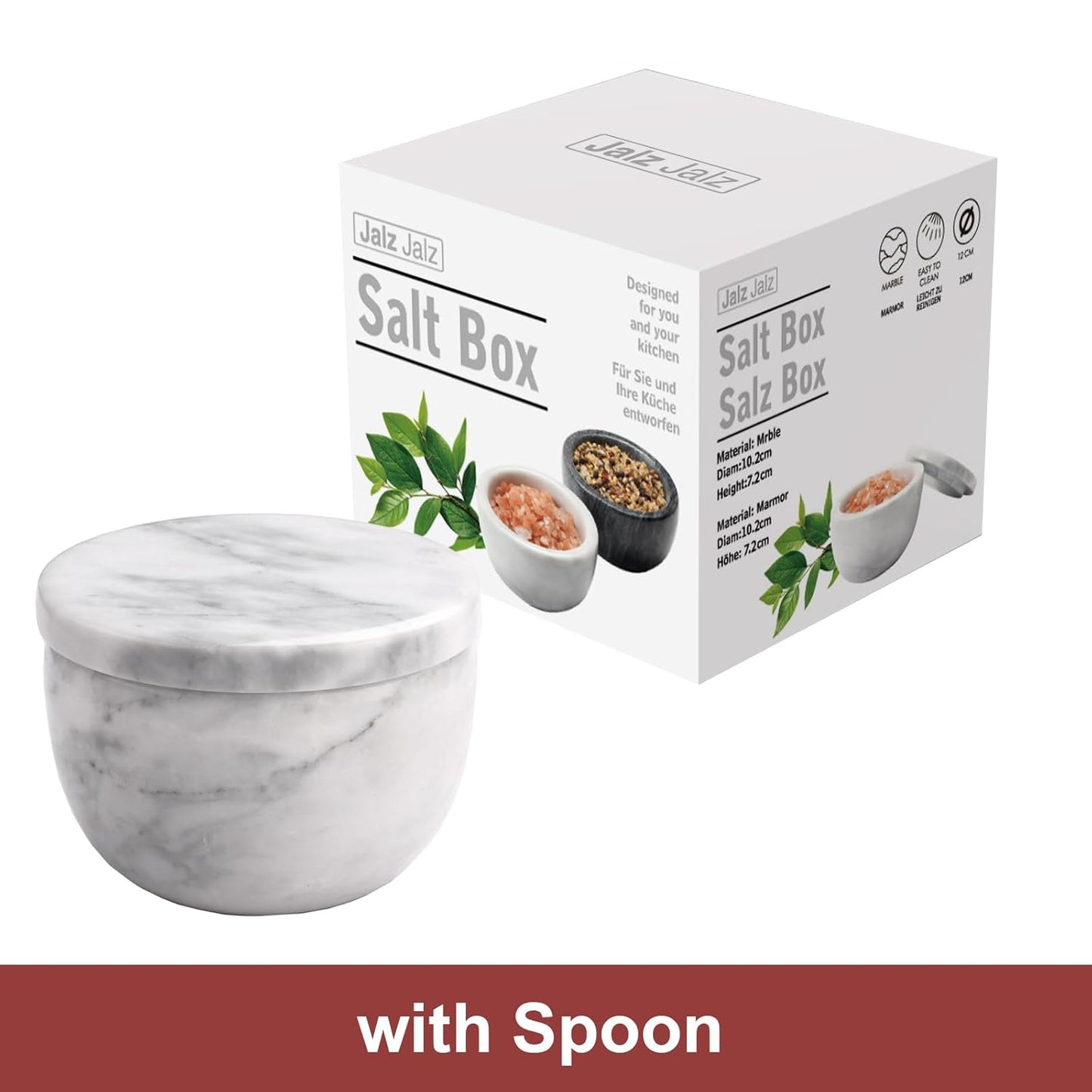 Marble Salt Holder Salt Box Spice keeper Black Big Salt Cellar Natural Material Salt Container Spice Cellar Large Capacity