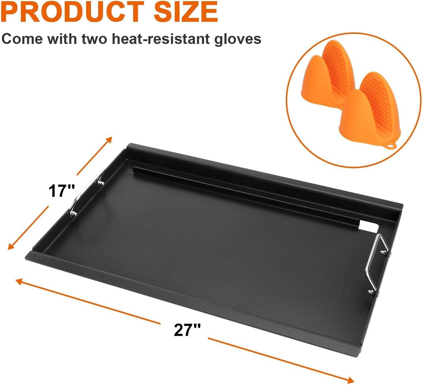 Full-Size Griddle Inserts for Charbroil Performance 5-Burner, Flat Top Griddle for Charbroil Grill 463450022 463451022 463448021 463449021 463455021 463458021, Replace for G426-0004-W1 G426-0005-W1